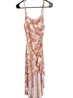 No Boundaries Rust and White Tropical High-Low Dress